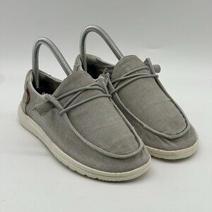 Hey Dude Wendy Chambray Light Grey Lace-Up Slip-On Loafers - Women's Size 5